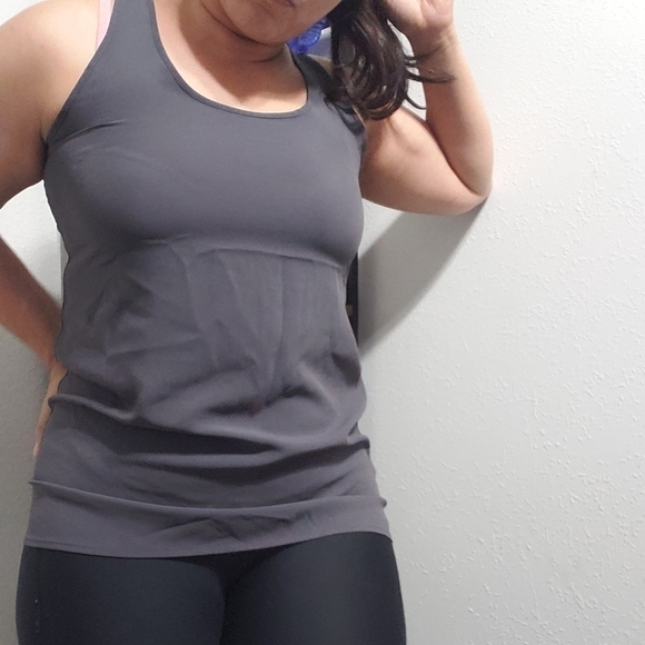 FRENCHI Racerback Sleeveless Tank Top, Color Grey Sheer, Size M - Picture 2 of 6